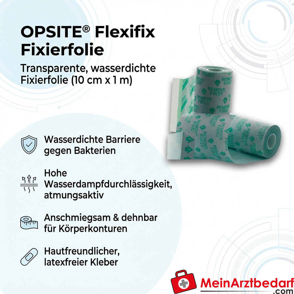 OPSITE Flexifix film de fixation en polyuréthane non stérile, rouleau de 10 cm x 1 m