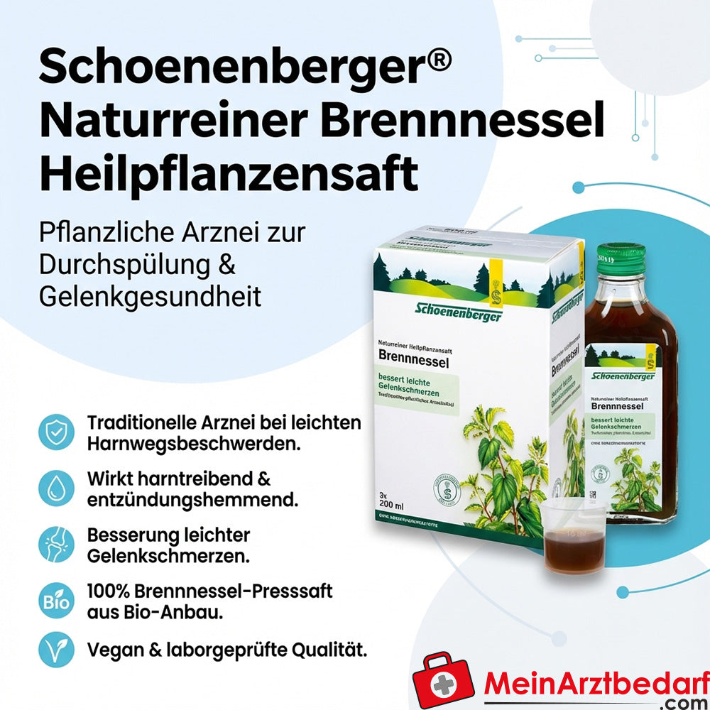 Schoenenberger Naturczysty sok z pokrzywy, sok z ziela pokrzywy tłoczony, 200 ml
