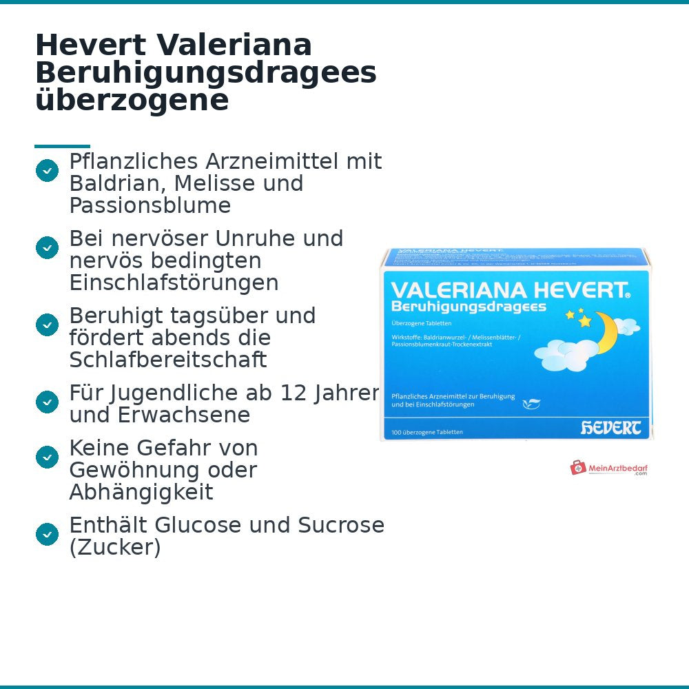 Hevert Valeriana uspokajające drażetki powlekane, 100 sztuk
