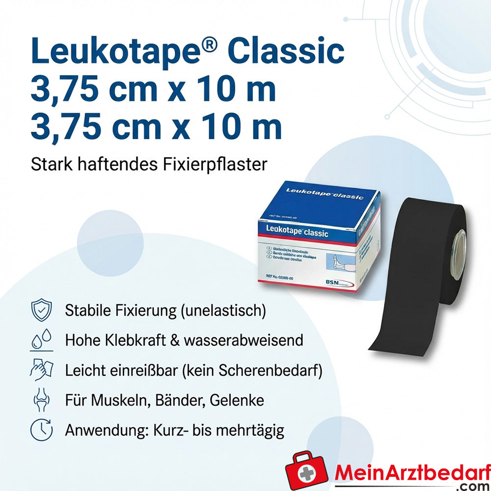 Leukotape Classic sparadrap de fixation 3,75 cm x 10 m noir 1 pièce
