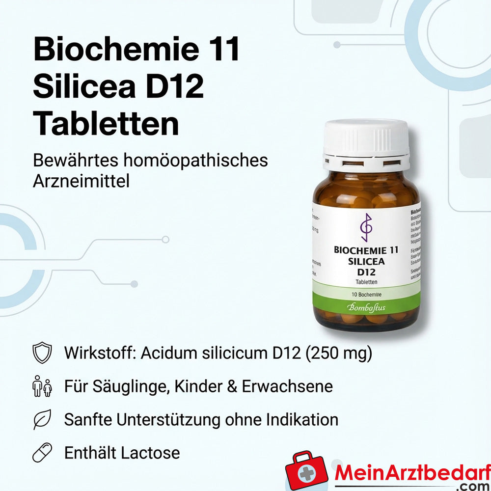 Bombastus Bioquímica 11 Silicea D12 Acidum silicicum 250 mg Comprimidos