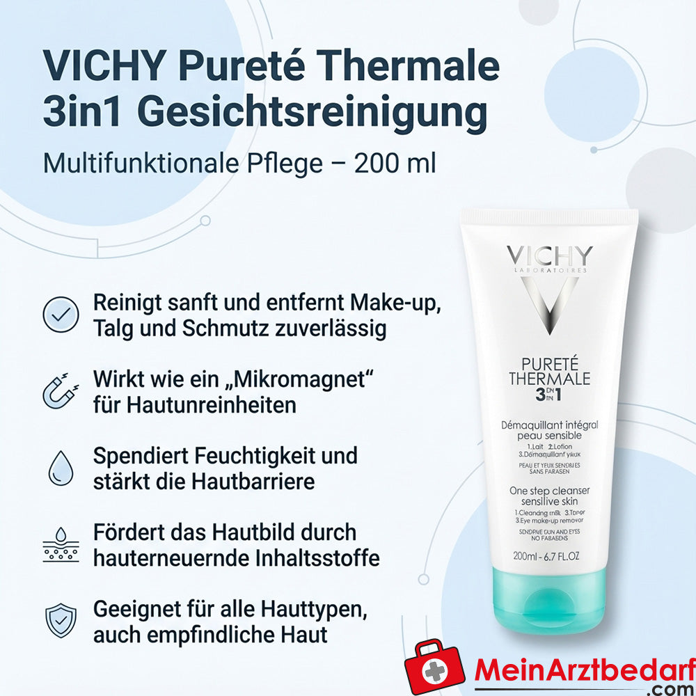 Vichy Pureté Thermale 3in1 Gesichtsreinigung 200 ml