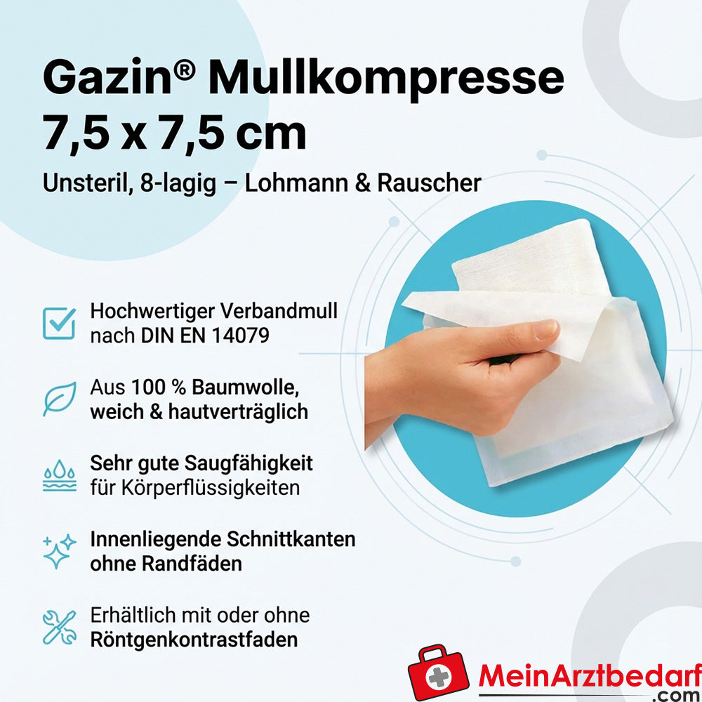 Gazin garza compressa 7,5 x 7,5 cm non sterile a 8 veli 100 pezzi