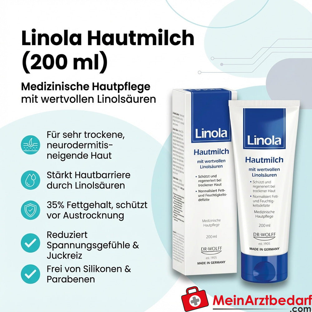 Linola Lait pour la peau Lotion pour le corps aux acides linoléiques 200 ml