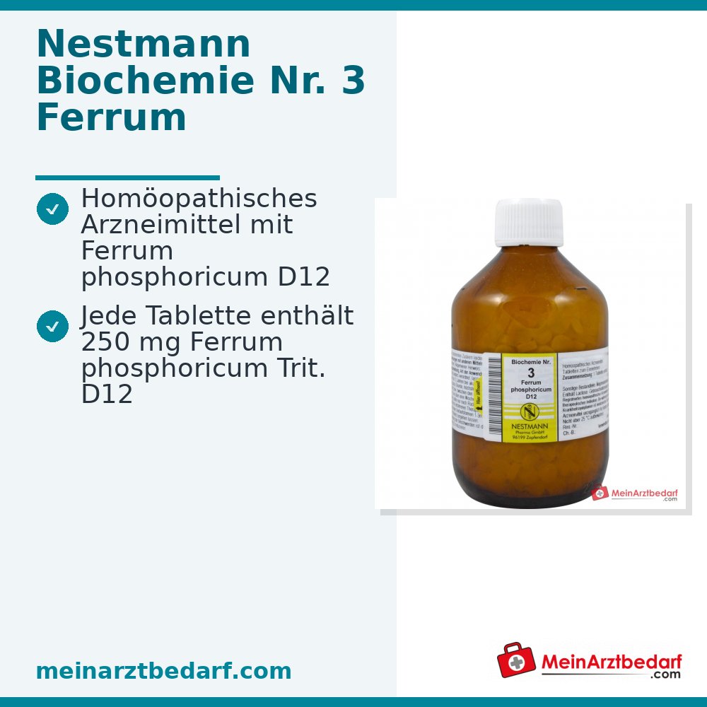 Nestmann Biochimie n° 3 Ferrum phosphoricum D12 comprimés, 100 pièces.