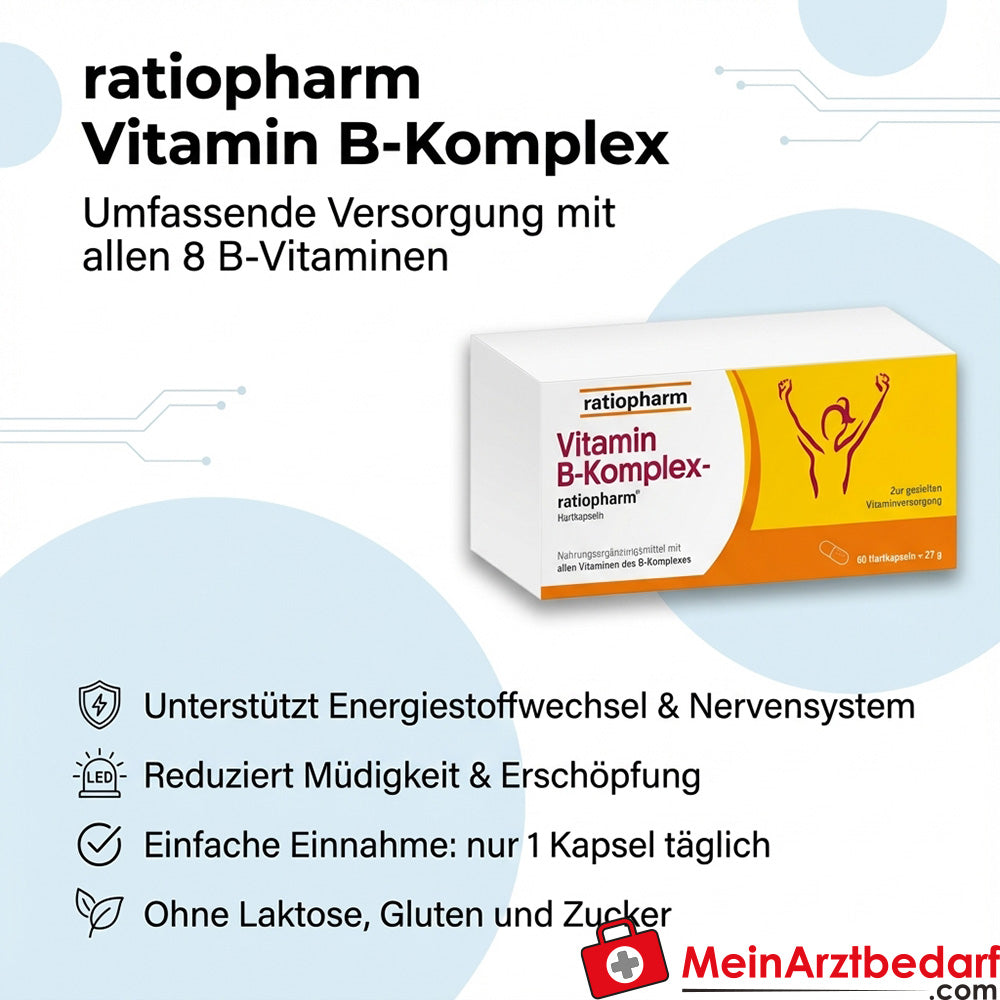 ratiopharm B-Komplex Capsules avec 8 vitamines B, 60 pièces