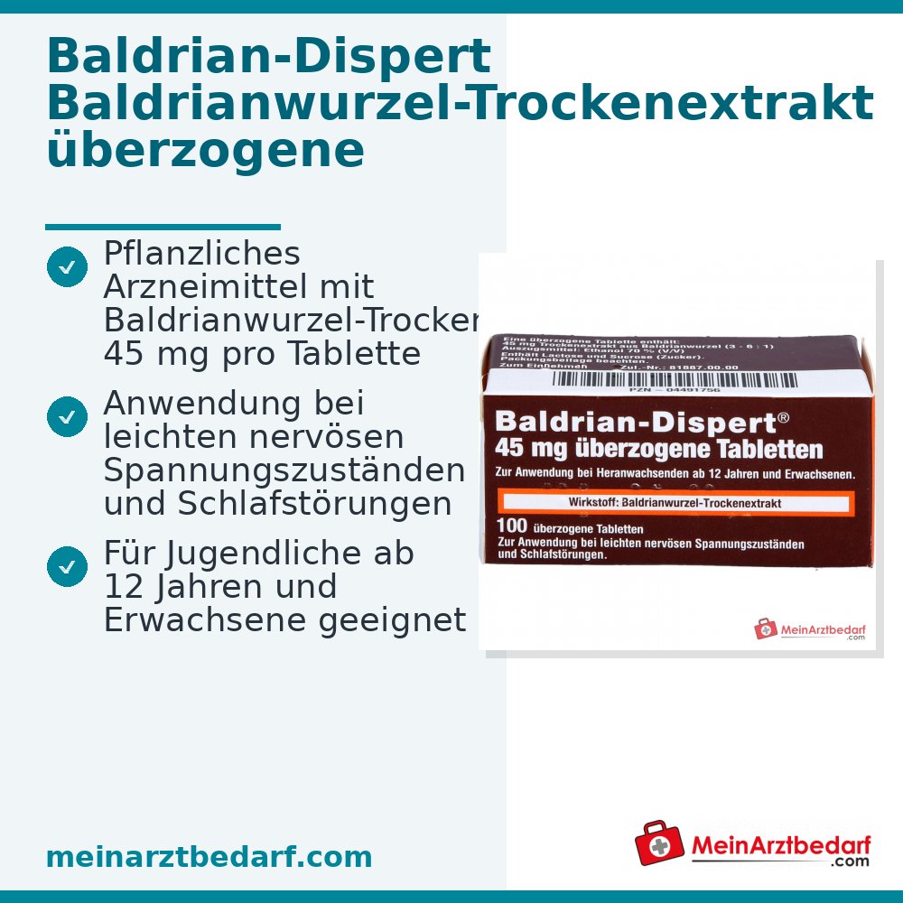 Baldrian Dispert 45 mg überzogene Tabletten, 100 Stk.