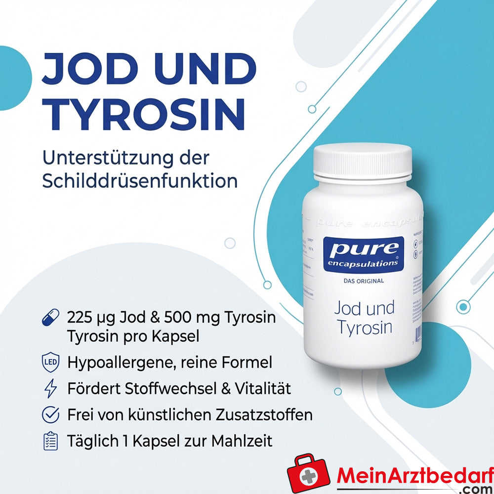 Pure Encapsulations Iode et tyrosine 225 µg/500 mg Capsules