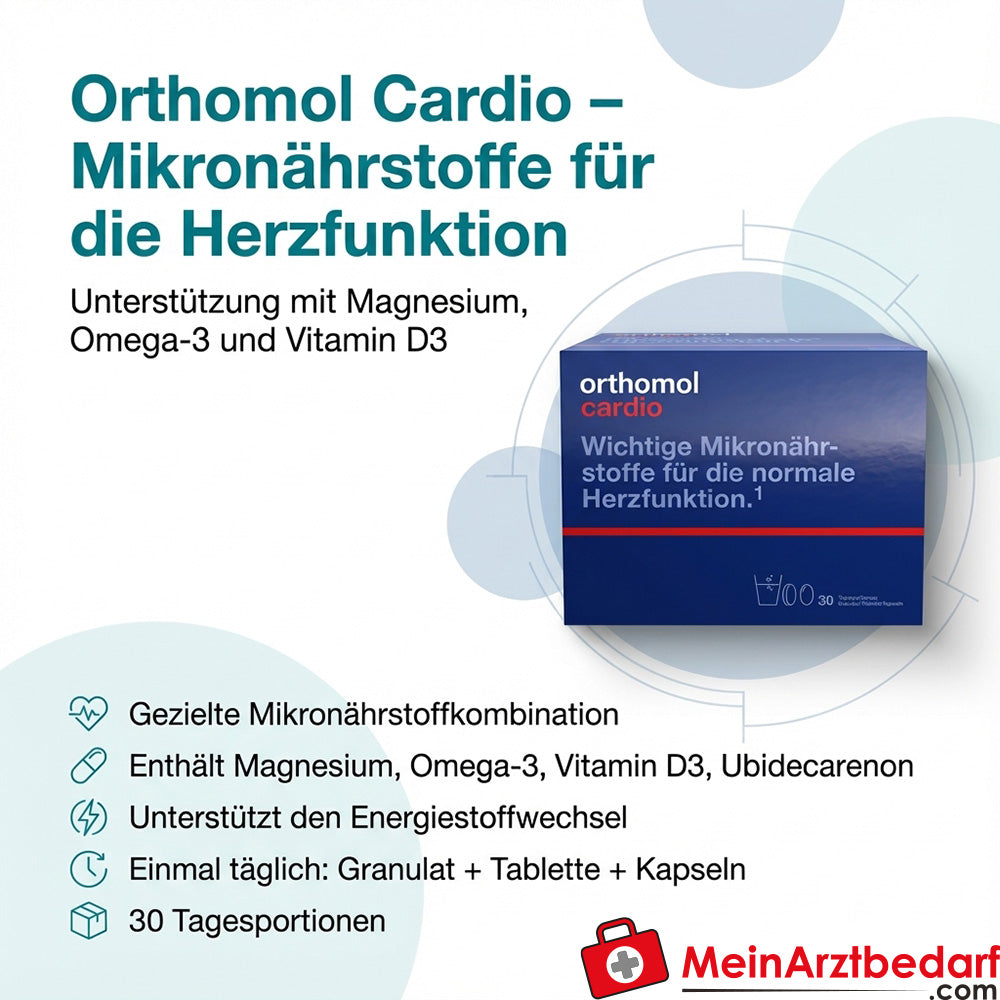 Orthomol Cardio Magnesio, Omega-3, Vitamina D3 gránulos/tabletas/cápsulas 30 raciones diarias
