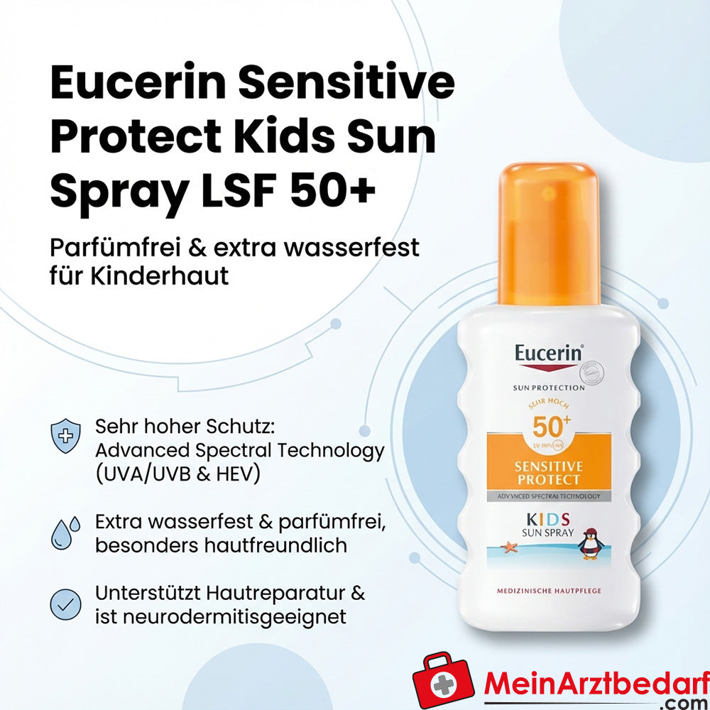 Eucerin Sensitive Protect Kids Spray solaire FPS 50+ sans parfum 200 ml