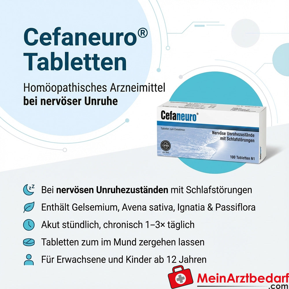Cefaneuro medicamento homeopático, Gelsemium 30 mg, Avena sativa 30 mg, Strychnos ignatii 30 mg, Passiflora 30 mg comprimidos