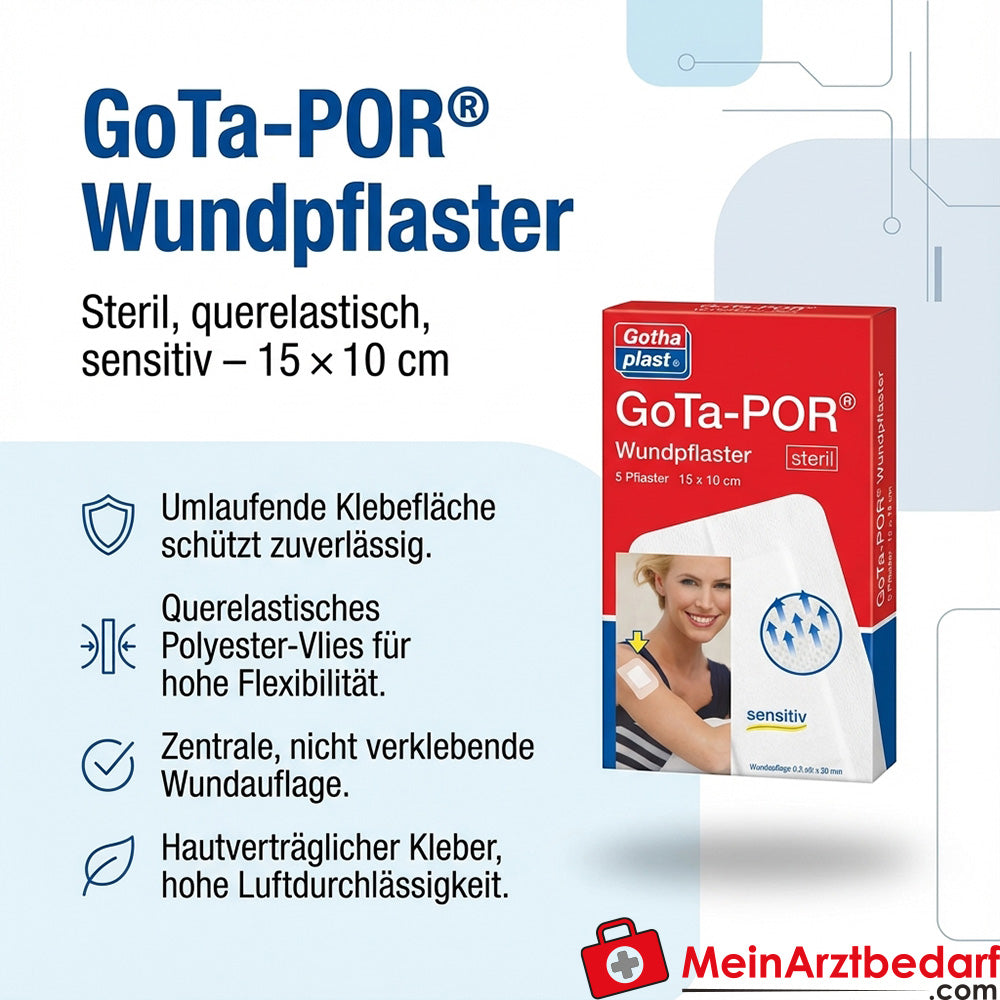 GoTa-Por Wundpflaster steril 15 x 10 cm querelastisches Polyester-Vlies 5 St.