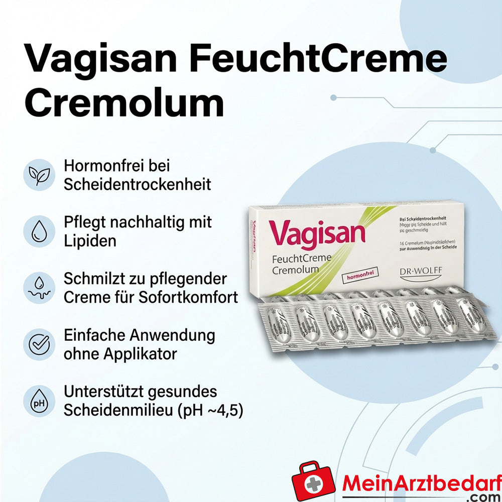 Vagisan Crema Idratante Cremolum Supposte vaginali senza ormoni 16 pezzi
