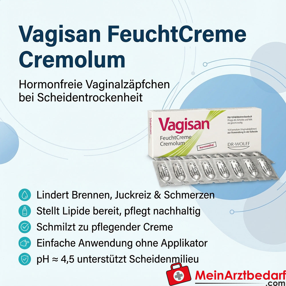 Vagisan Crema Idratante Cremolum Supposte vaginali senza ormoni 16 pezzi