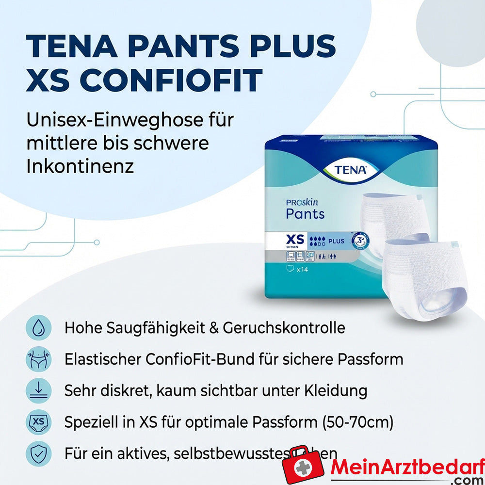 Tena Pants Plus ProSkin Culottes jetables ConfioFit XS 50-70 cm, 56 pièces.