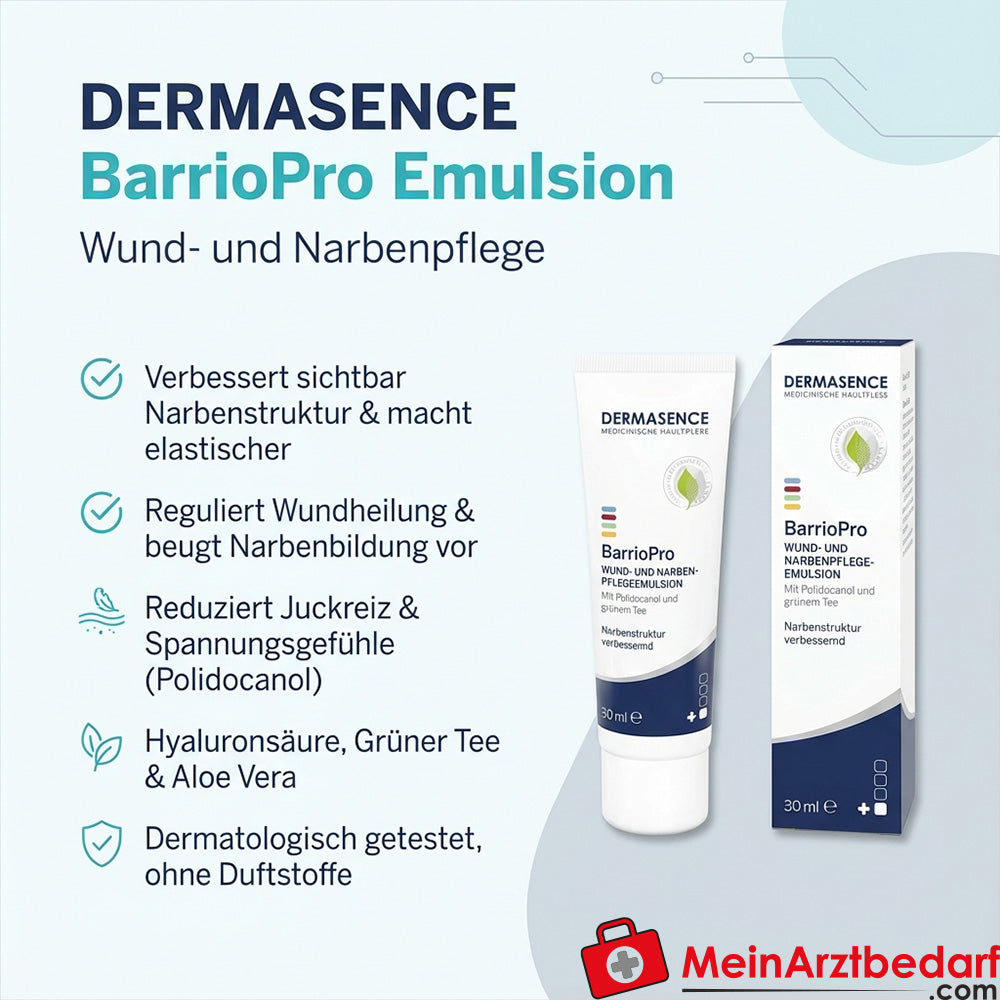 DERMASENCE BarrioPro Emulsja 30 ml Pielęgnacja ran i blizn Polidokanol Kwas hialuronowy