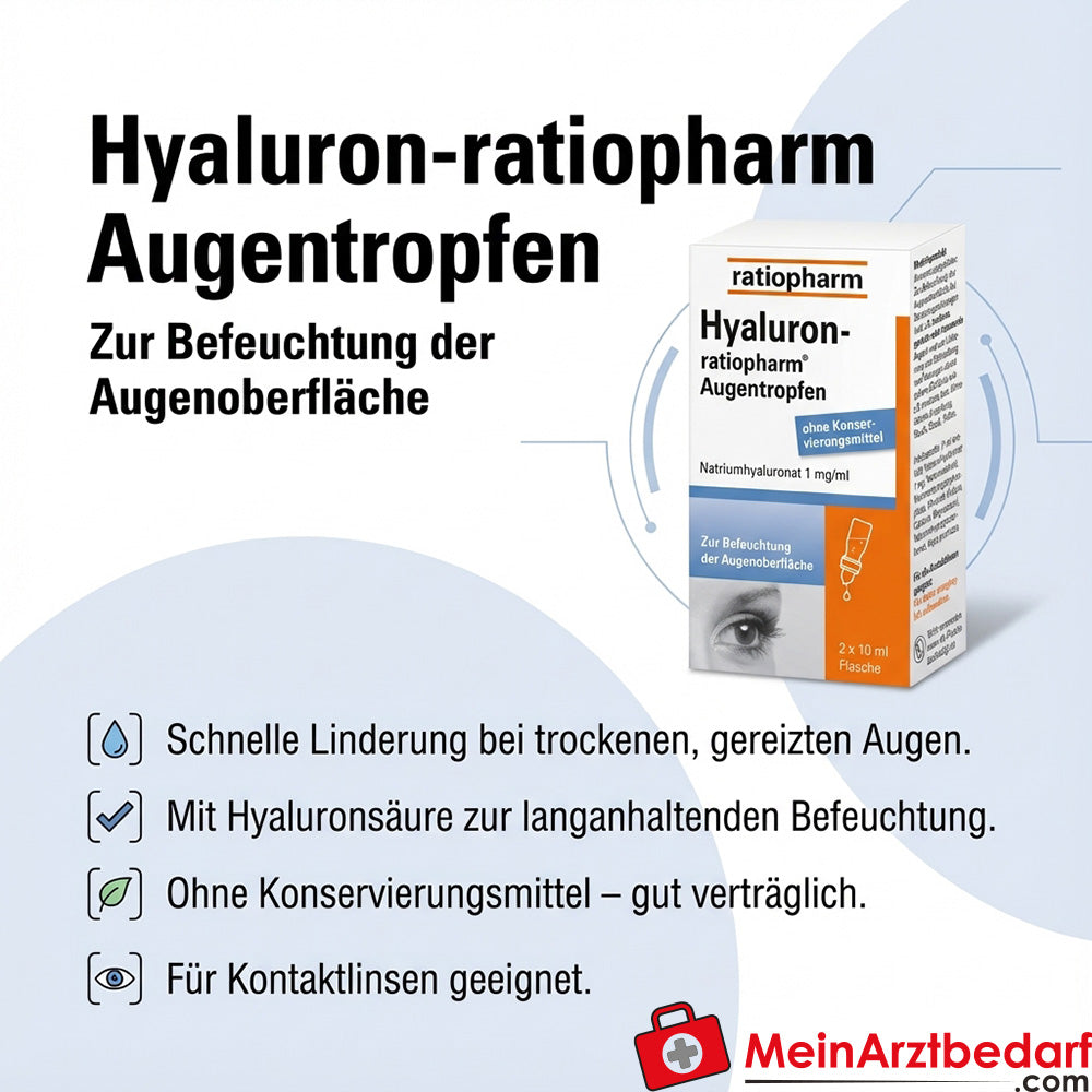 Hyaluron-ratiopharm Augentropfen Hyaluronsäure 1 mg 20 ml