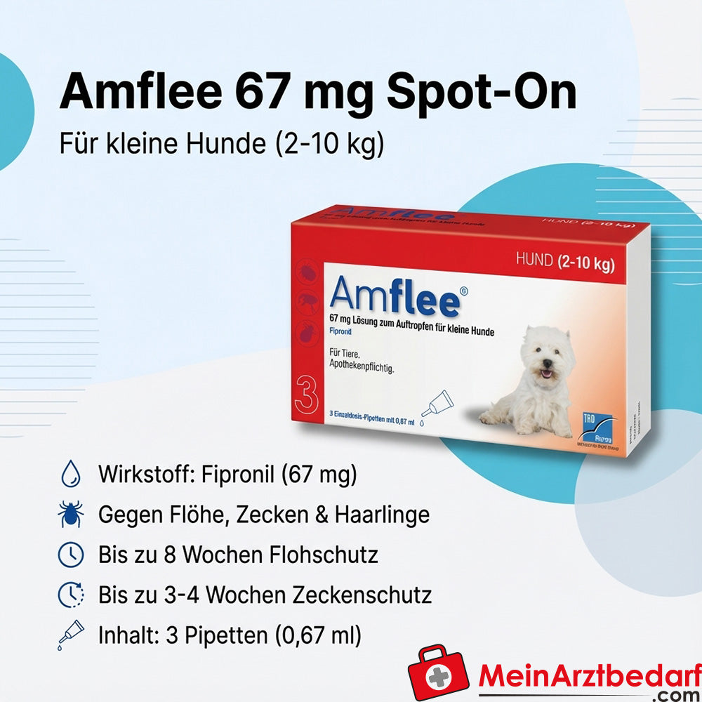Amflee 67mg soluzione per cani (2-10 kg) 3 pz