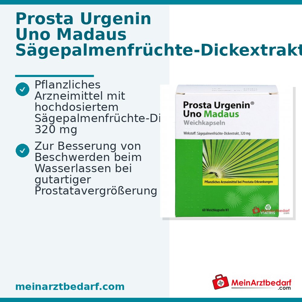 Prosta Urgenin Uno Madaus Zachtgelcapsules met dik extract van zaagpalmbessen, 60 stuks.