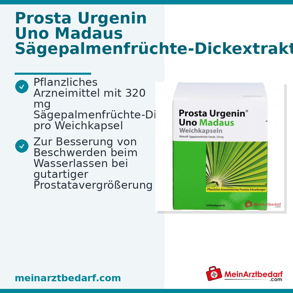 Prosta Urgenin Uno Madaus Zachtgelcapsules met dik extract van zaagpalmbessen, 60 stuks.