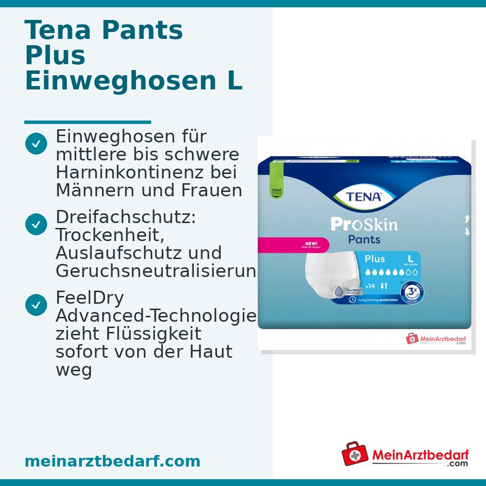 TENA Pants Plus Large Culottes jetables L Tour de hanches 100–135 cm 4x14 pièces