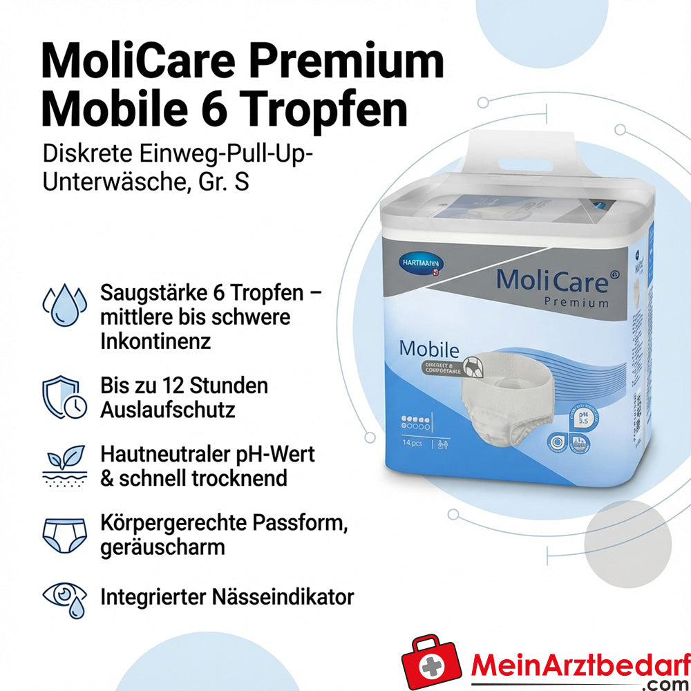 MoliCare Premium Mobile 6 krople jednorazowa bielizna do podciągania rozmiar S