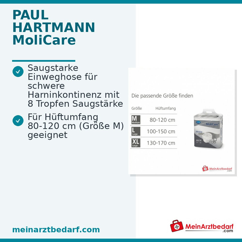 PAUL HARTMANN MoliCare Premium Mobile 8 gouttes culotte jetable, taille M, 3x14 pièces