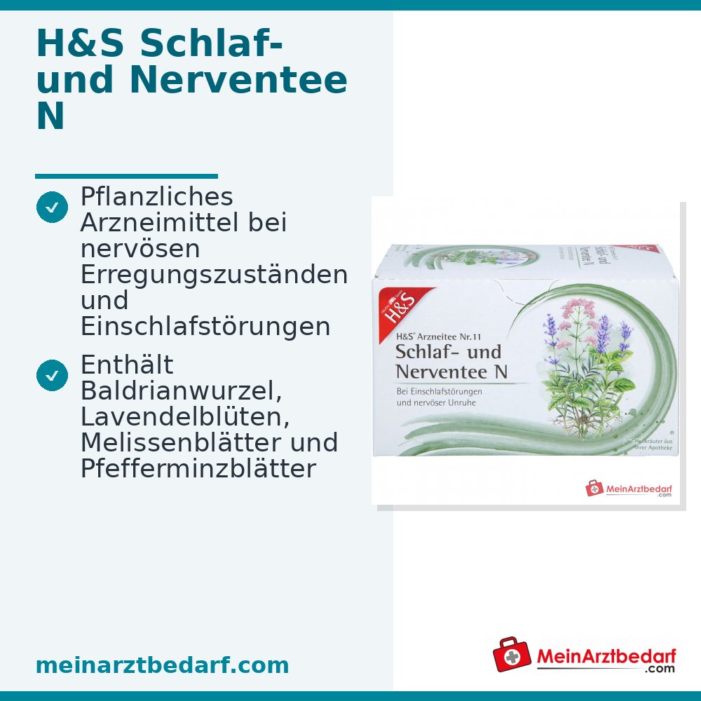 H&S Schlaf- und Nerventee Nr. 11 Baldrian, Lavendel, Melisse Teebeutel, 20 x 2 g