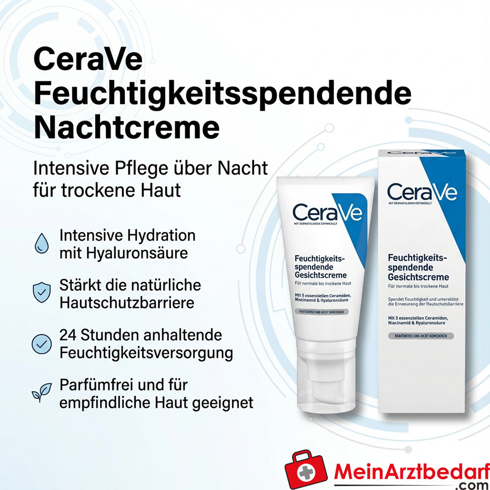 CeraVe vochtinbrengende nachtcrème met hyaluronzuur, ceramiden en niacinamide 52 ml