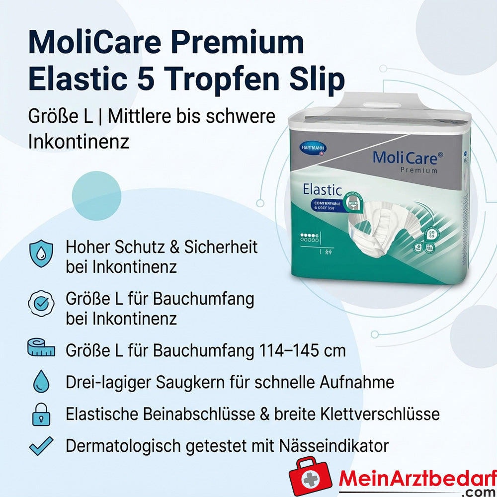 MoliCare Premium Slips elásticos para incontinencia 5 gotas talla L 30 unidades