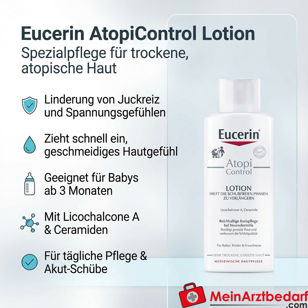 Eucerin AtopiControl Loción con Ceramida-3 y Licochalcona A, 250 ml