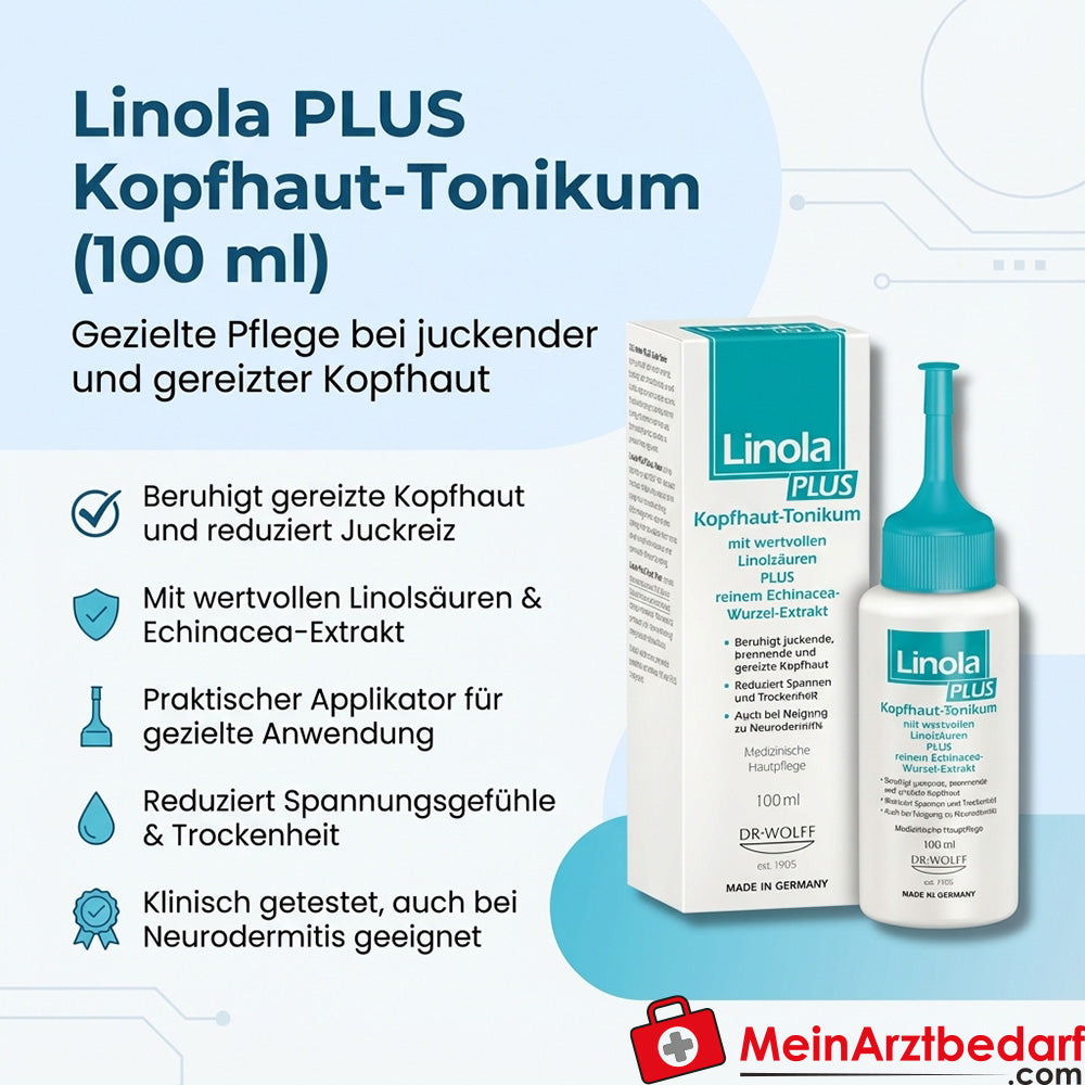 Linola PLUS tonique pour cuir chevelu 100 ml, en cas de démangeaisons et d'irritation du cuir chevelu