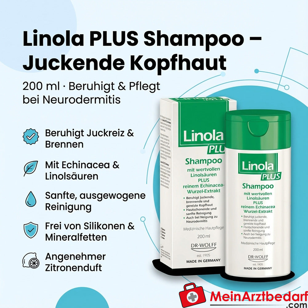 Linola PLUS Shampooing 200 ml pour cuir chevelu irrité et qui démange