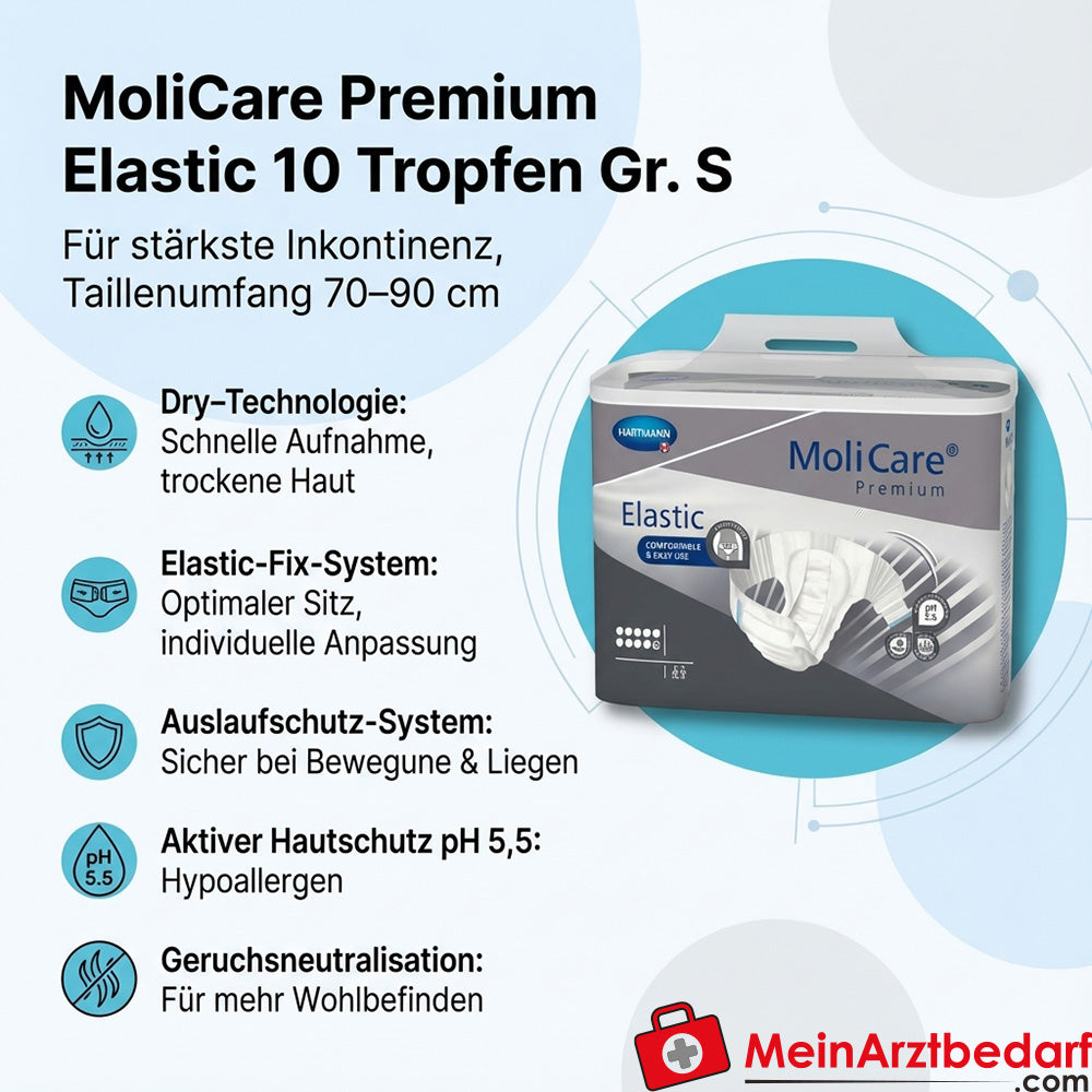 MoliCare Premium Elastic 10 Tropfen Inkontinenzpants Gr. S (70-90 cm)