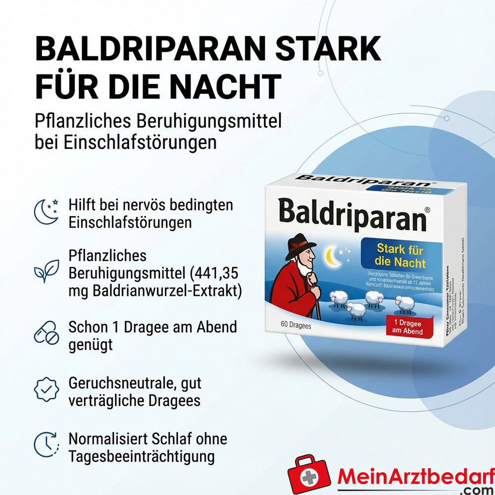 Baldriparan Stark für die Nacht Baldrianwurzel-Trockenextrakt 441,35 mg Dragees