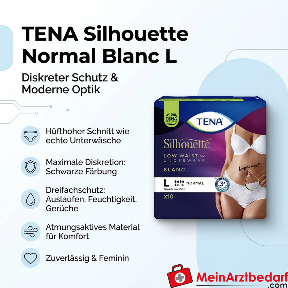 TENA Silhouette Normal Blanc jednorazowe majtki na nietrzymanie moczu rozmiar L biodrówki