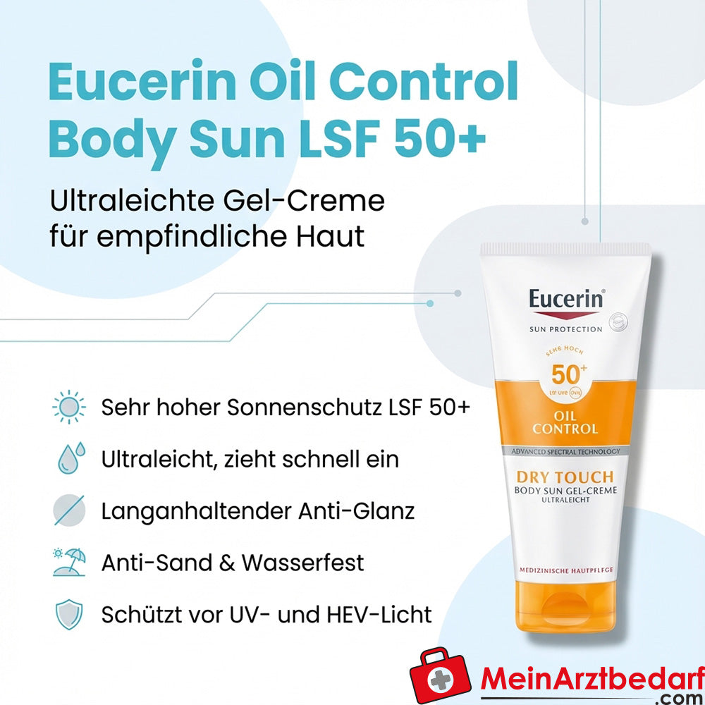 Eucerin Oil Control Body Sun Dry Touch Gel-Crème SPF 50+ Gel-Crème 200 ml matifiant résistant à l'eau
