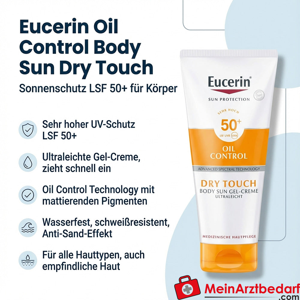 Eucerin Oil Control Body Sun Dry Touch Gel-Crème SPF 50+ Gel-Crème 200 ml matifiant résistant à l'eau