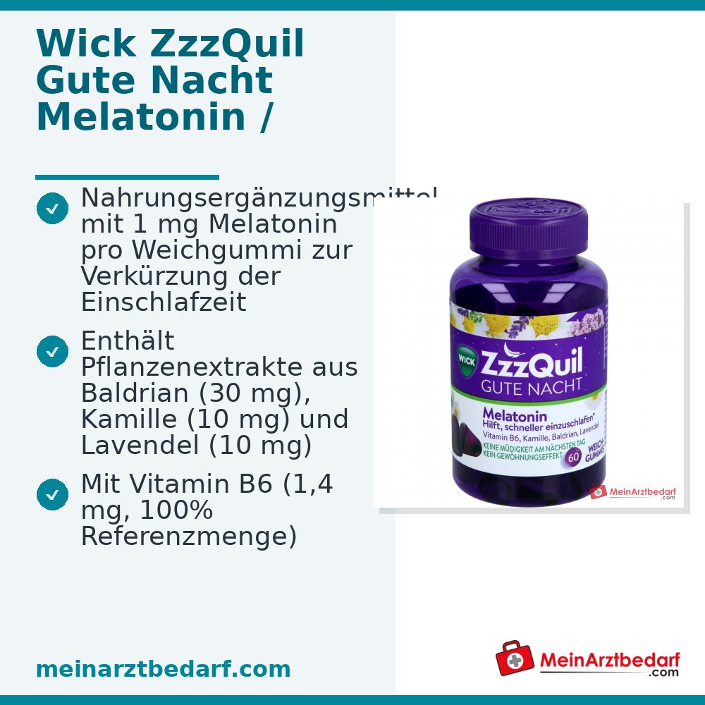 WICK ZzzQuil Bonne Nuit Mélatonine 1 mg Gommes souples 30 pièces