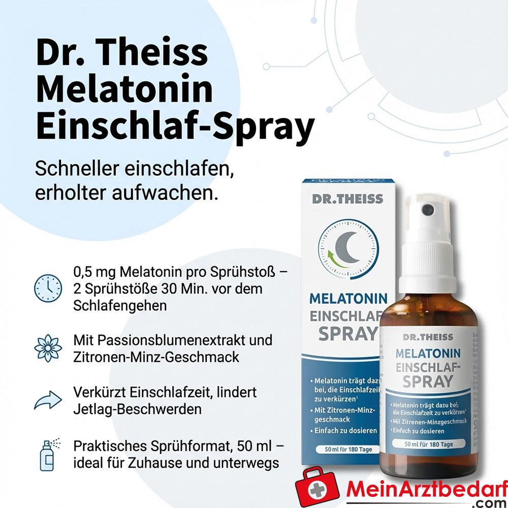 Dr. Theiss Melatonin Spray pour le sommeil Melatonin / Extrait de fleurs de la passion, spray buccal, 50 ml