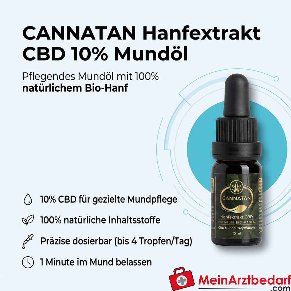 CANNATAN Extracto de Cáñamo CBD 10% Aceite de boca Botella cuentagotas
