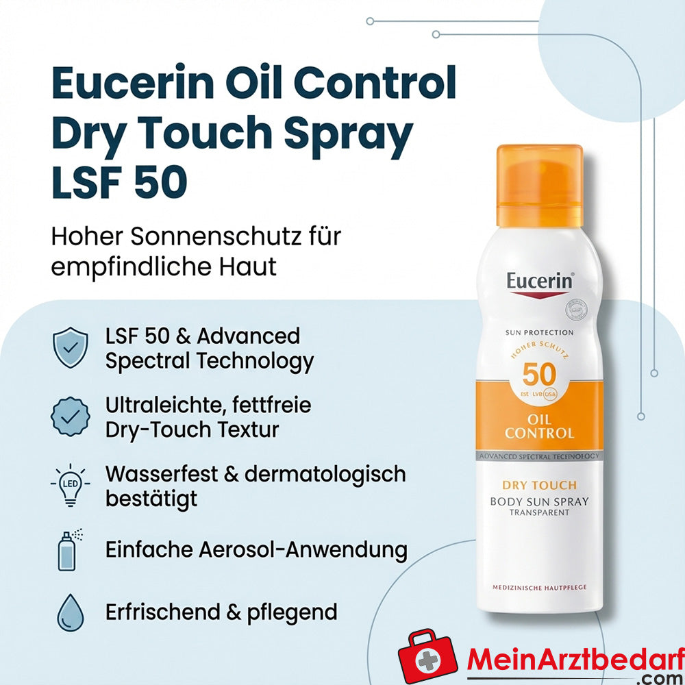 Eucerin Oil Control Dry Touch SPF 50 aerozol 200 ml do skóry wrażliwej i trądzikowej