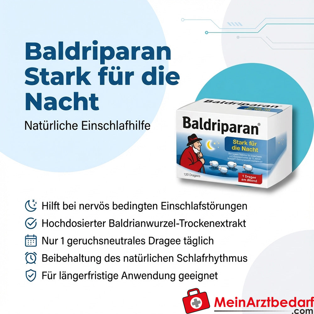 Baldriparan fort pour la nuit Extrait sec de racine de valériane 441,35 mg Dragées 120 pcs.