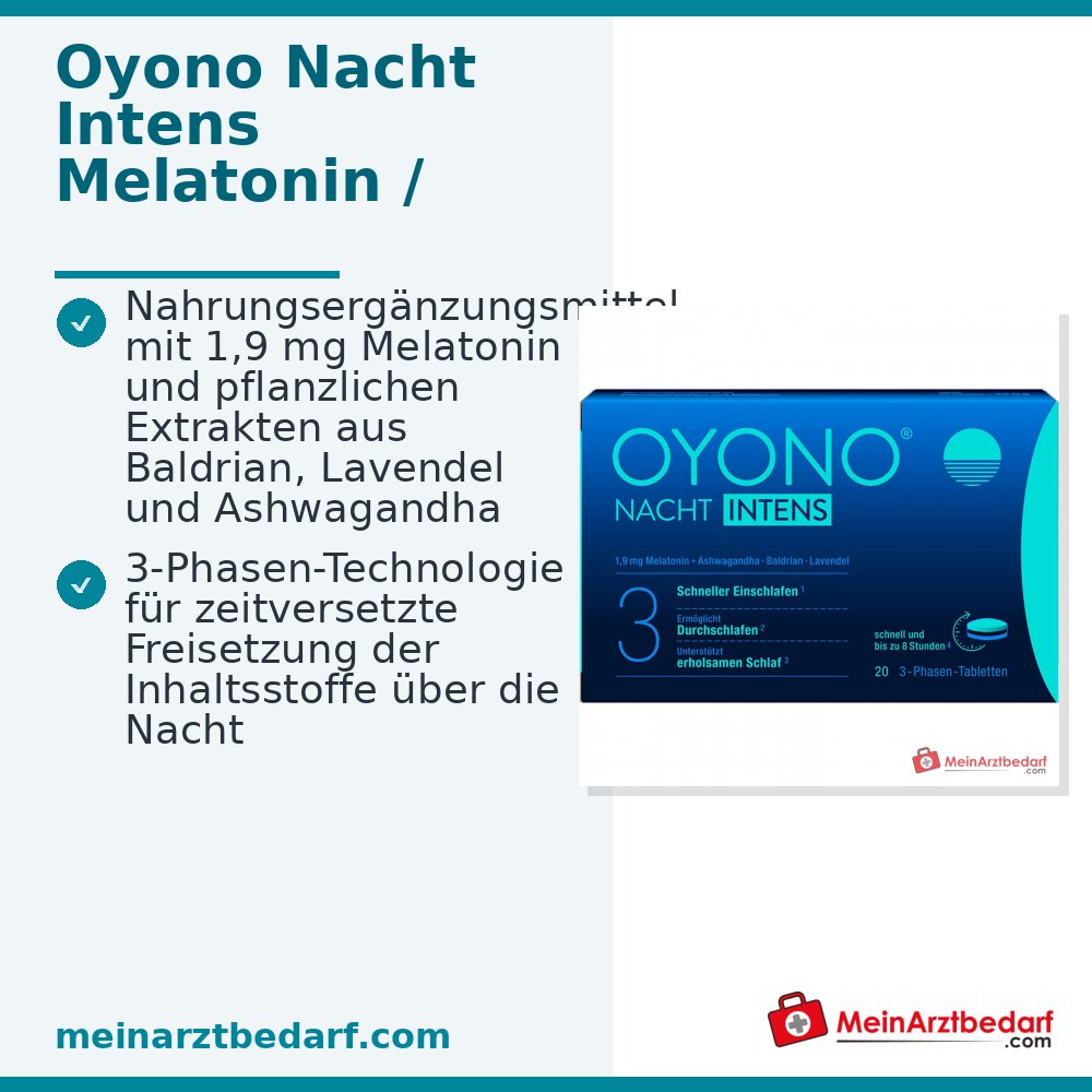 Oyono Nacht Intens Melatonine / Valeriaan / Lavendel / Ashwagandha Tabletten, 20 stuks.
