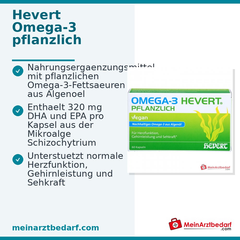 Hevert Omega-3 gélules molles végétaliennes d'origine végétale, 60 pièces.