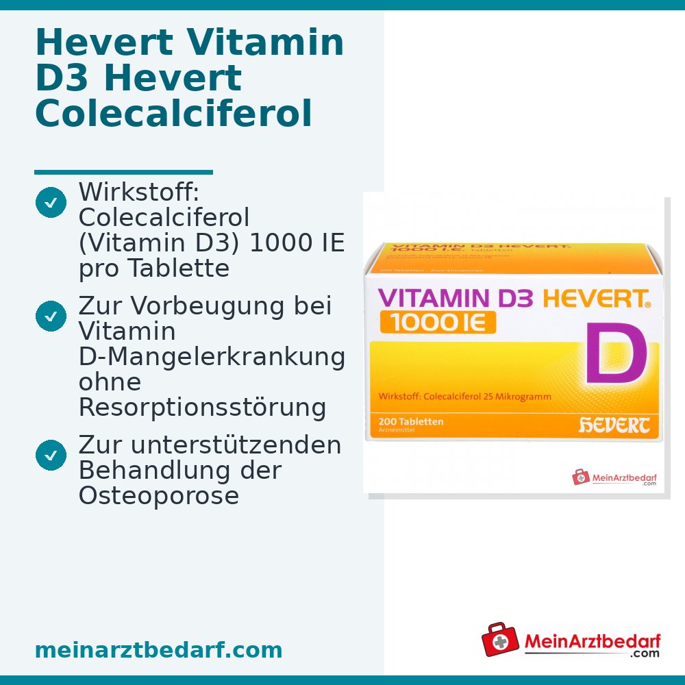 Hevert Vitamine D3 1000 IE Tabletten, 200 stuks.