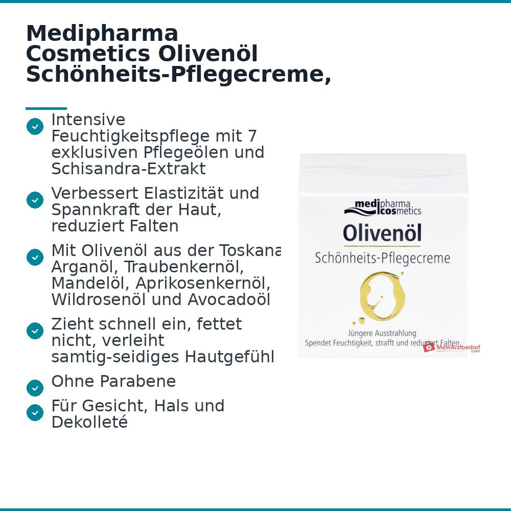 Medipharma Cosmetics Crema de Cuidado de Belleza con Aceite de Oliva, 50 ml