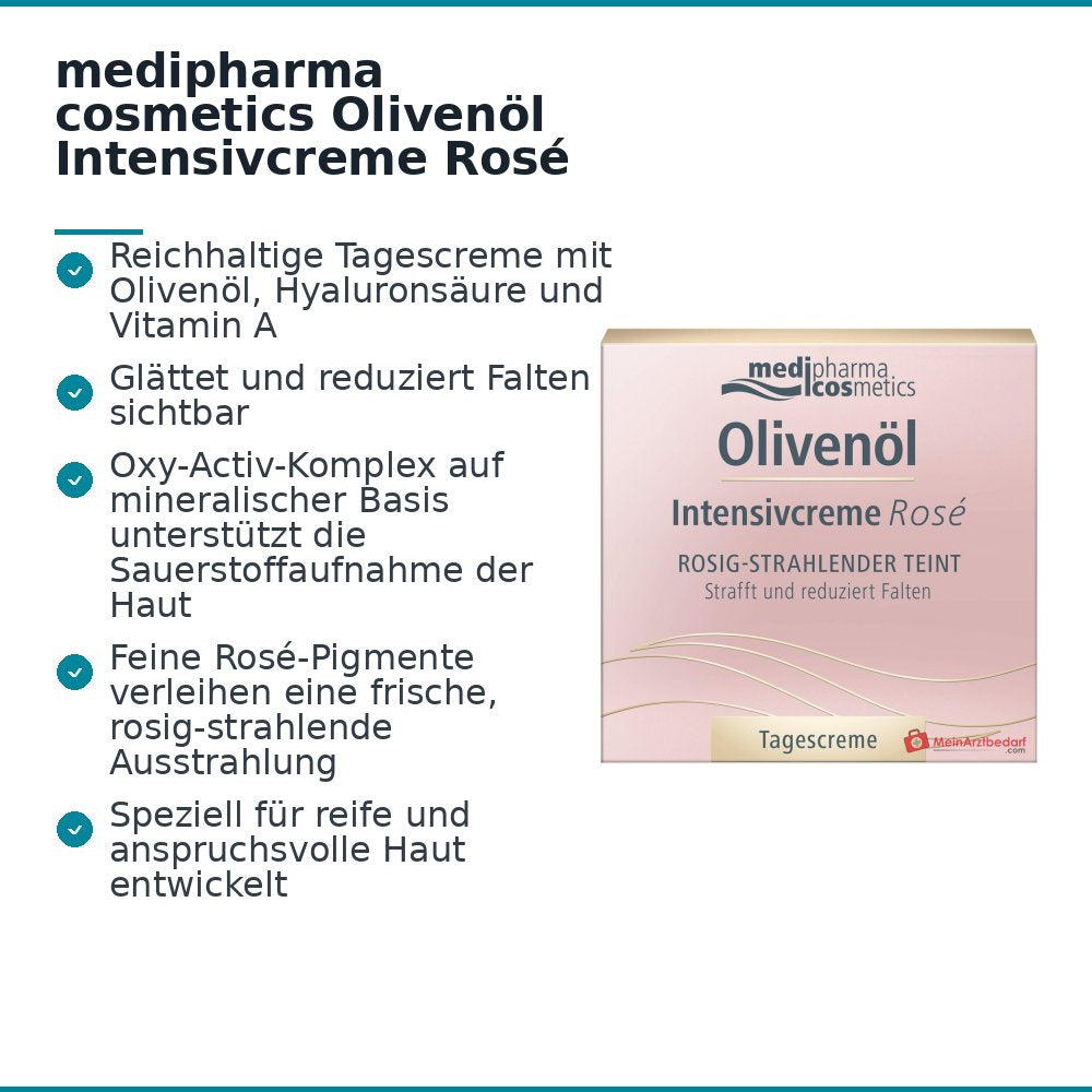 medipharma cosmetics Crème Intensive à l'Huile d'Olive Rosé Crème de Jour, 50 ml
