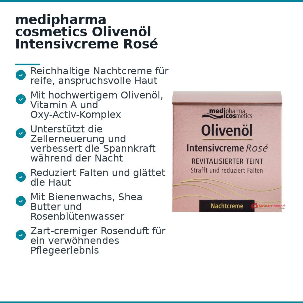 medipharma cosmetics Olivenöl Intensivcreme Rosé Nachtcreme, 50 ml