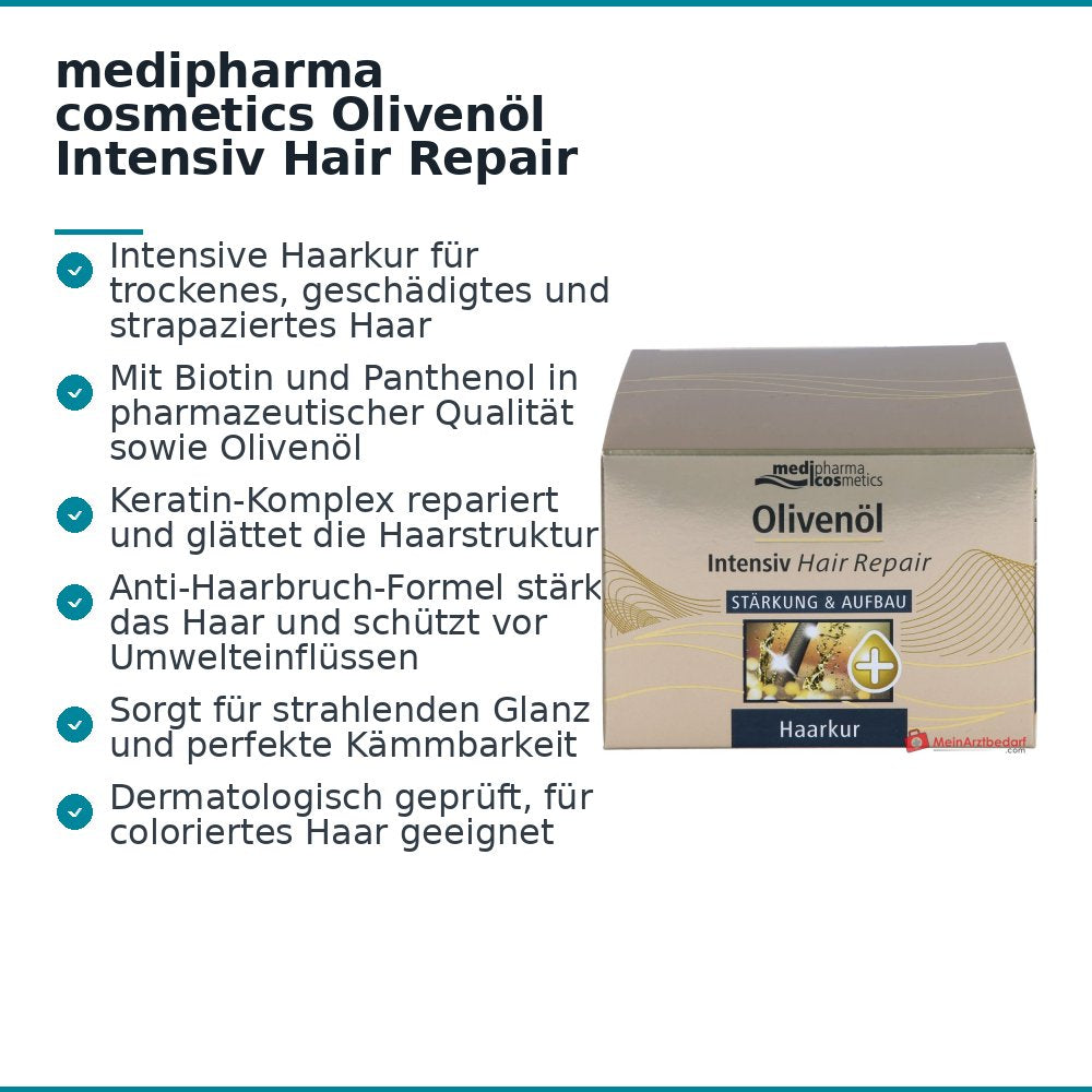 medipharma cosmetics Masque Réparateur Intensif pour Cheveux à l'Huile d'Olive, 250 ml